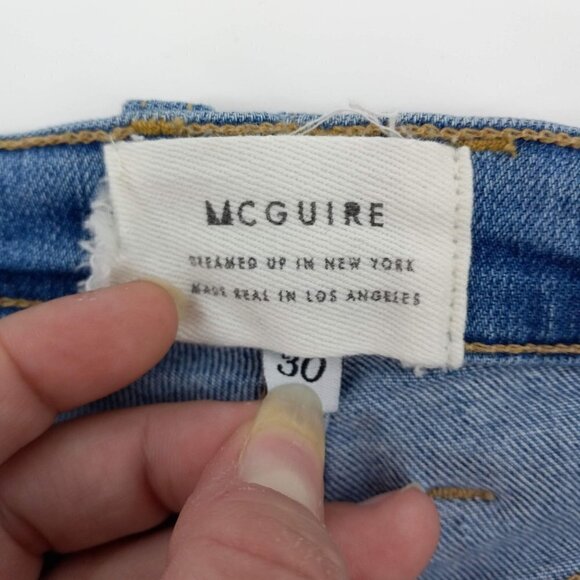 McGuire Vintage Slim Jeans in Vroom Vroom Distressed High Rise Exposed Zipper 30 - Picture 8 of 11